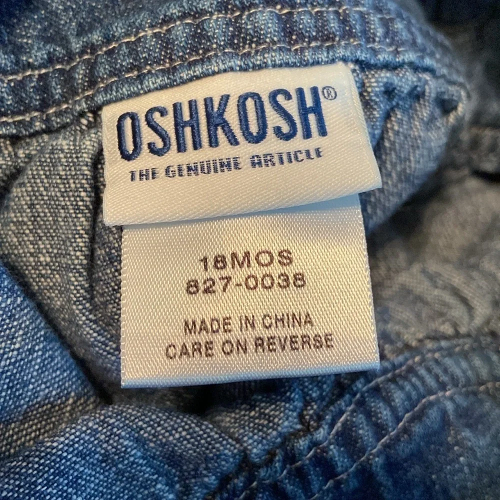 Oshkosh Denim Overalls Floral Appliqué Blue 18 Month